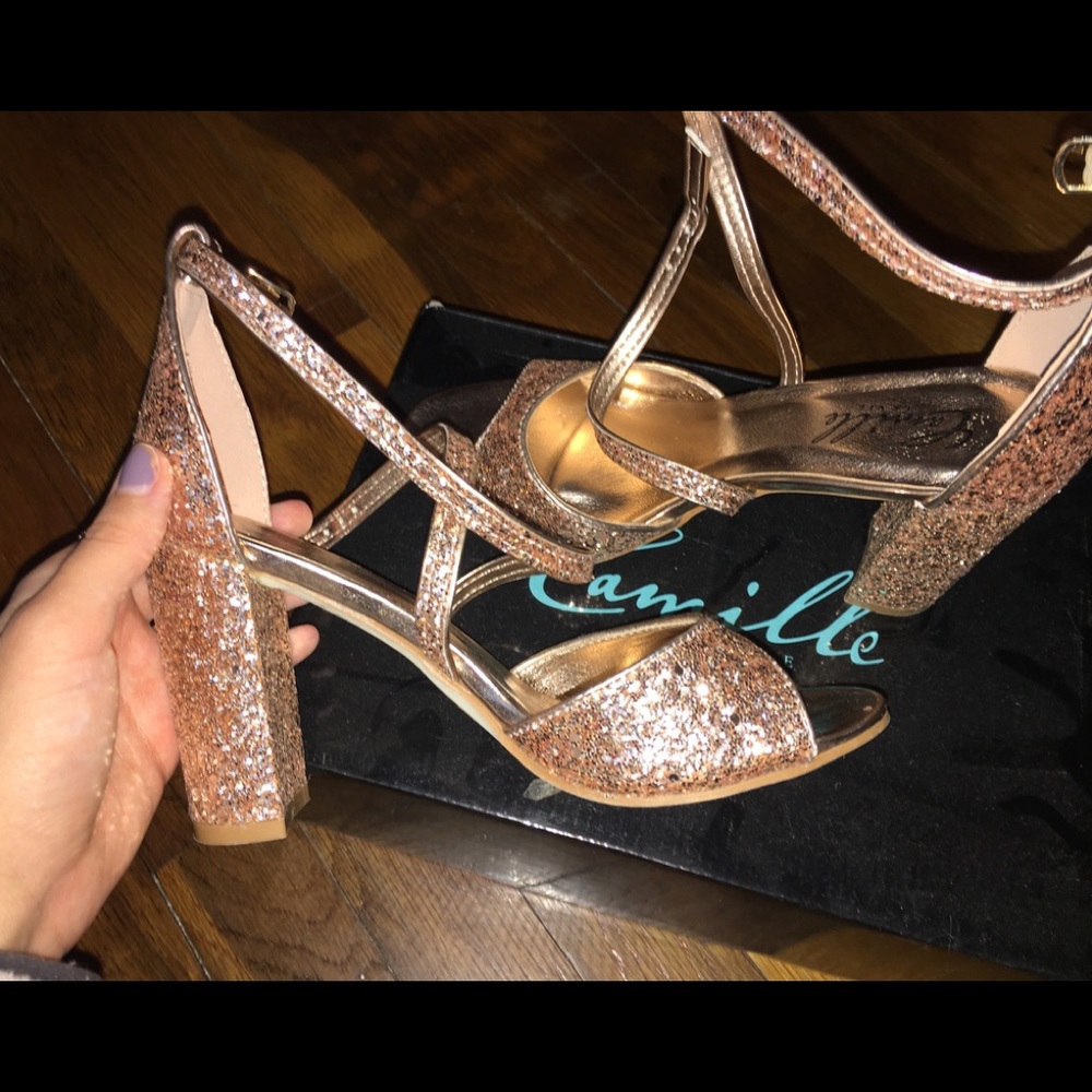 Sequin Rose gold heels